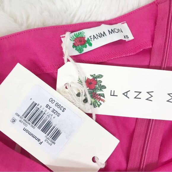 FANM MON Amarya Pink One Shoulder Dress Long Sleeve Cutout Embroidered XS New - Picture 6 of 14